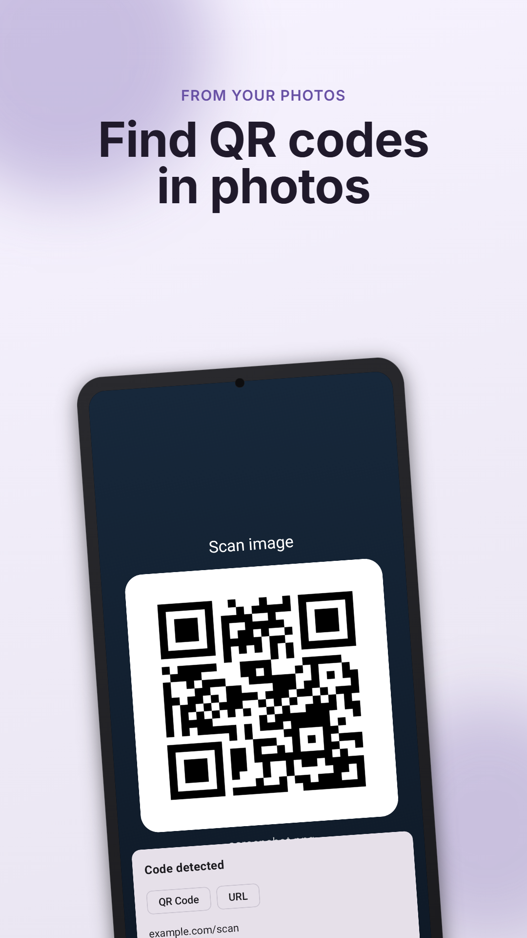 QRCoder image import screen for scanning QR codes from photos